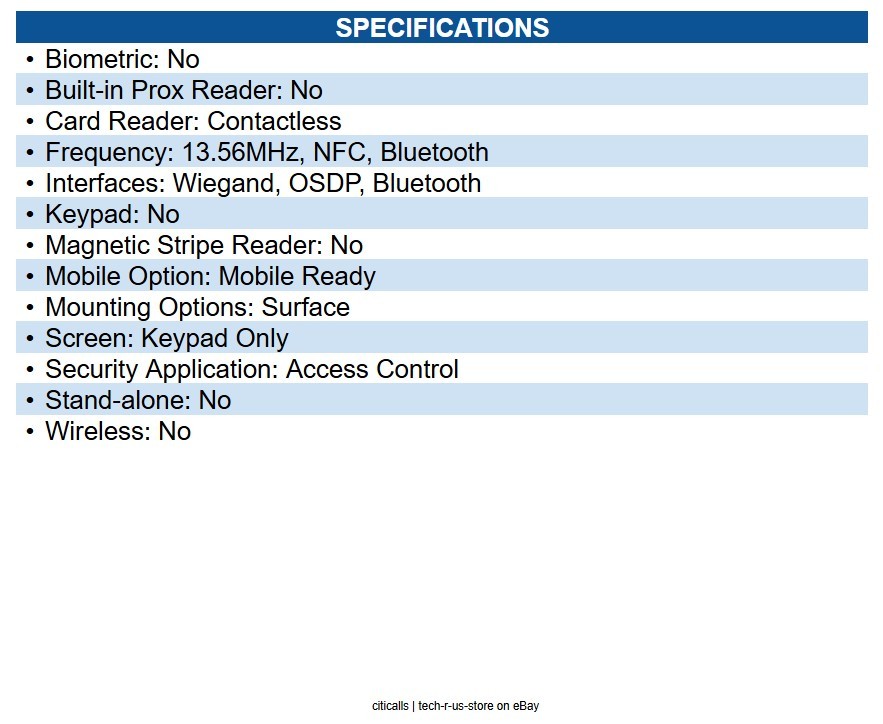 HID 40TKS-T0-000000 Signo 40 Contactless Smartcard Reader, Multi-Technology