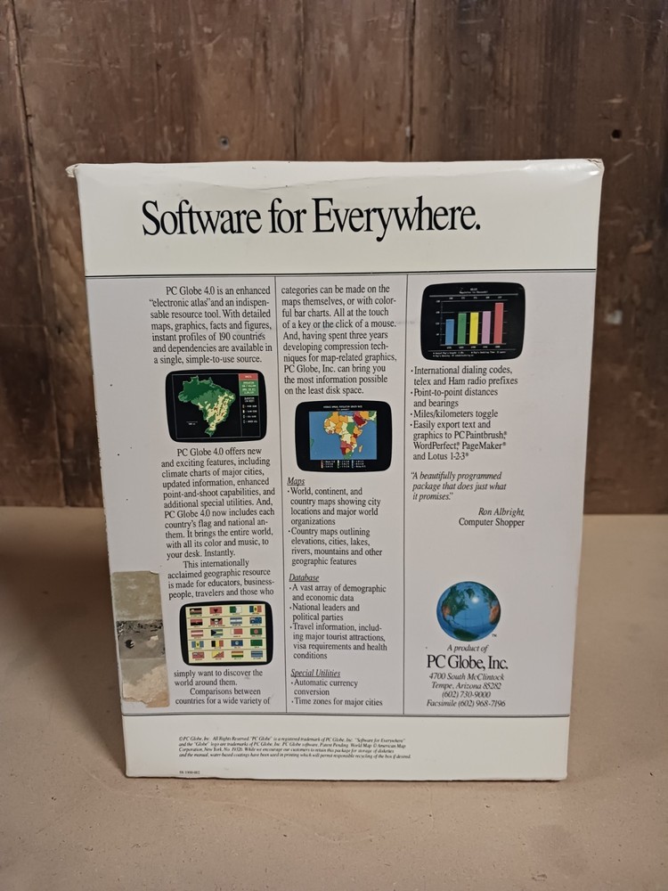PC Globe, "Software for Everywhere", Full Map Globe for the IBM PC