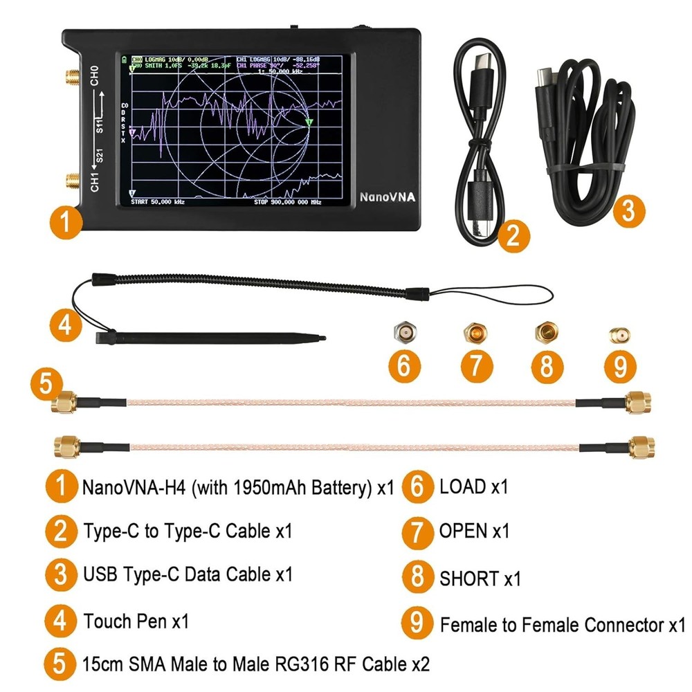 HF VHF UHF Antenna Analyzer 4" LCD Touch Screen
