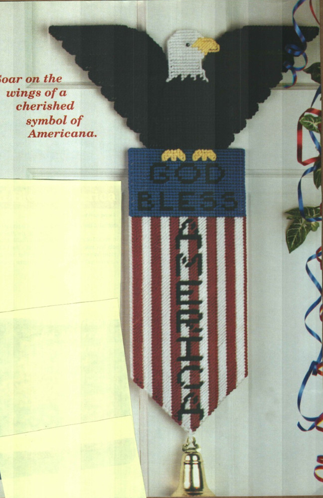 GOD BLESS AMERICA EAGLE PATRIOTIC DECOR PLASTIC CANVAS PATTERN INSTRUCTIONS