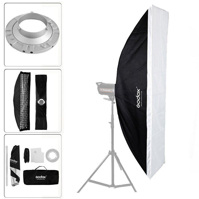 Godox 35x160cm Rectangle Bowens Mount Strip Softbox Grid For Strobe Flash Light
