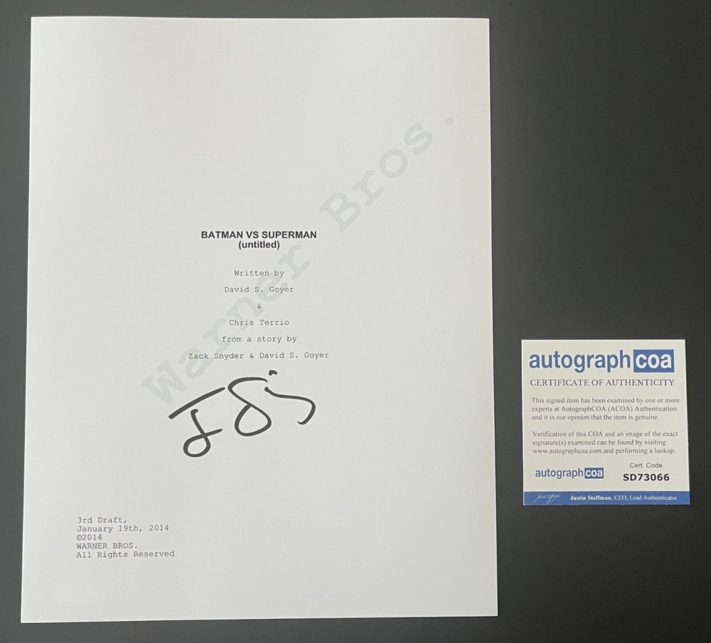 JESSE EISENBERG SIGNED AUTOGRAPH BATMAN V. SUPERMAN SCRIPT w/EXACT PROOF & COA