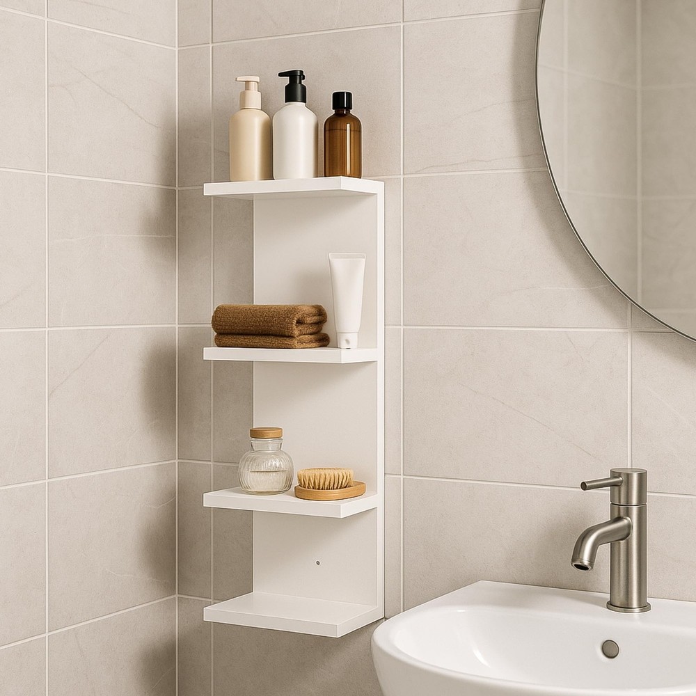 4 Tier Wall Shelf Unit,Vertical Column Floating Storage Home Decor Organizer,...