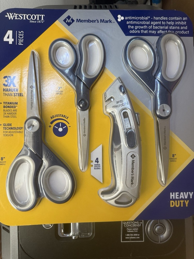 Member's Mark Anti-Microbial Scissors with Box Cutter – Safe & Versatile Tool