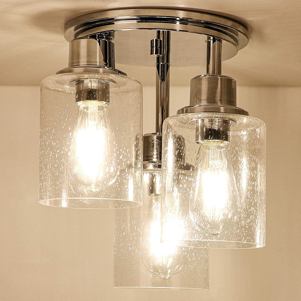 Semi Flush Mount Ceiling Light, 3-Light Close to Ceiling Light Fixtures, Electro