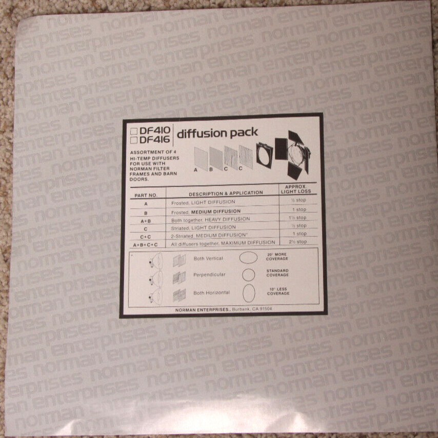 Norman DF410 Gel Diffusion Pack-4 Piece Assorted Gels-Fits 10" Norman Frame
