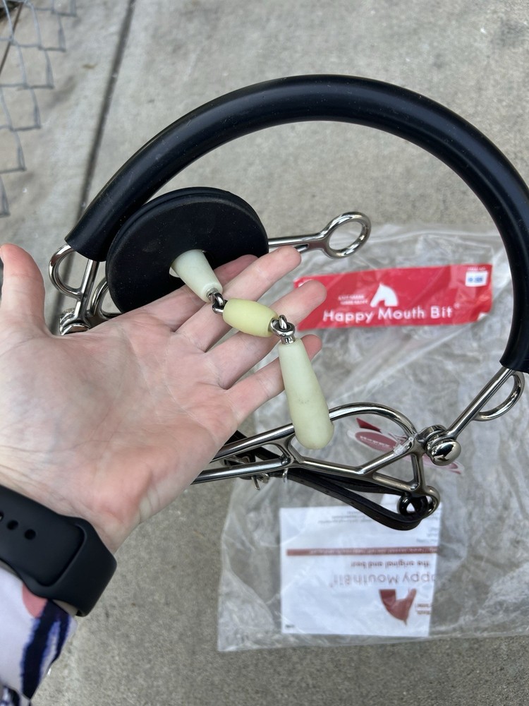 Happy Mouth Double Jointed Hackamore Combo Bit. Size 13.5cm