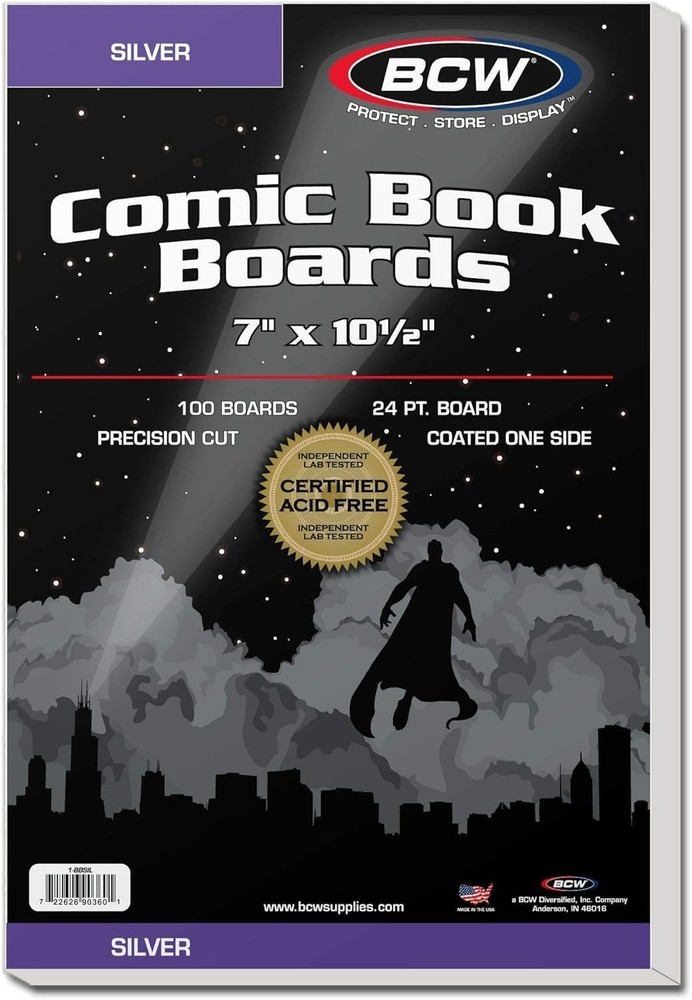 Silver Comic Book Backing Boards - 100 Pack for Collectors & Crafters