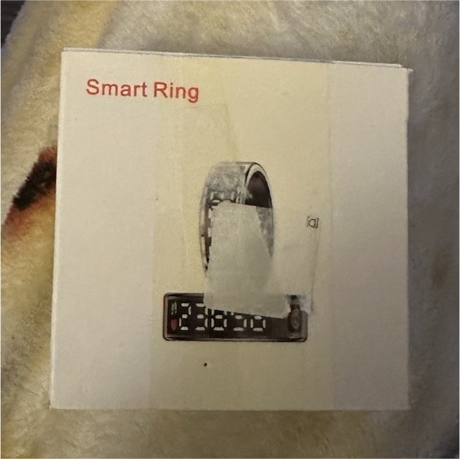 Gold Smart Ring Activity Tracker, Size 12, with Charging Cable and Manual