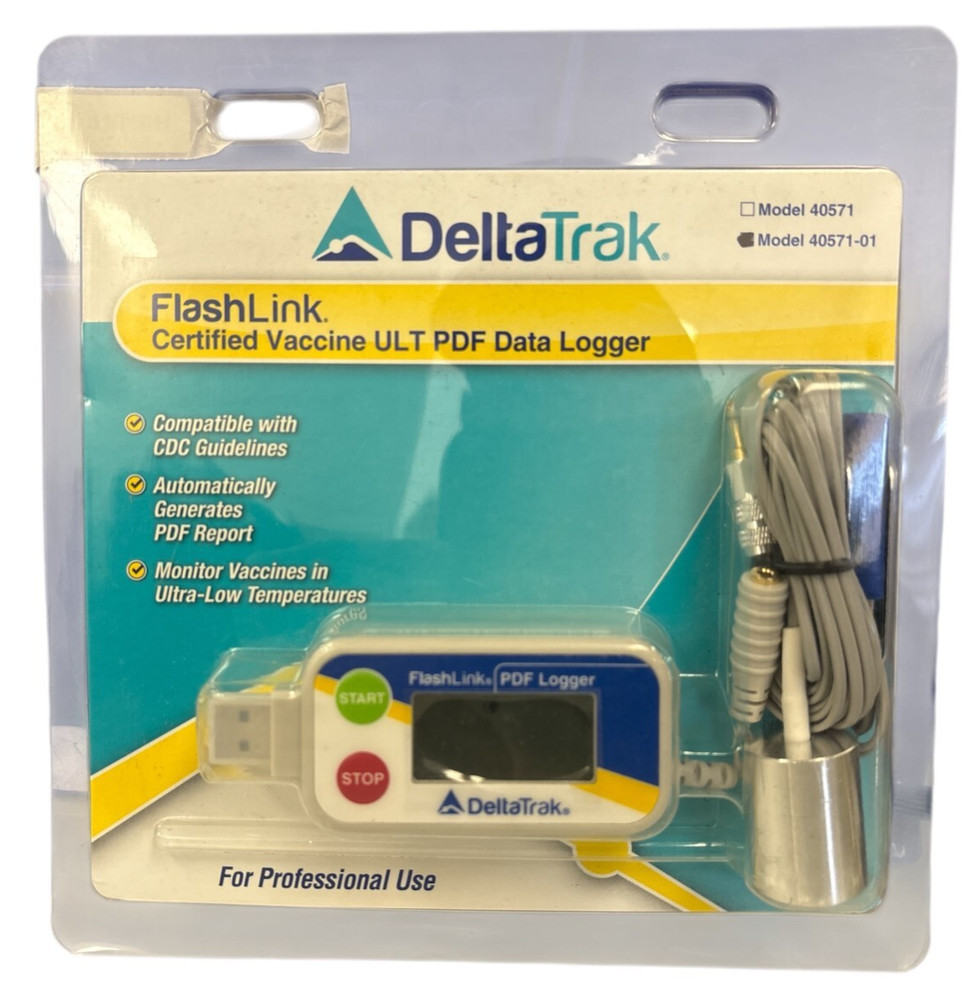 DeltaTrak Flashlink 40571-01 Vaccine Temperature ULT PDF Data Logger Sensor