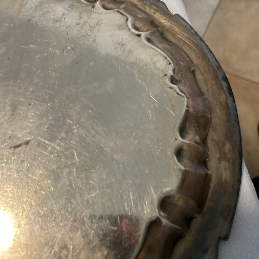 1875 Handled Sheets Rockford S Co Silverplated Serving Tray Ornate Scallop 14.5"