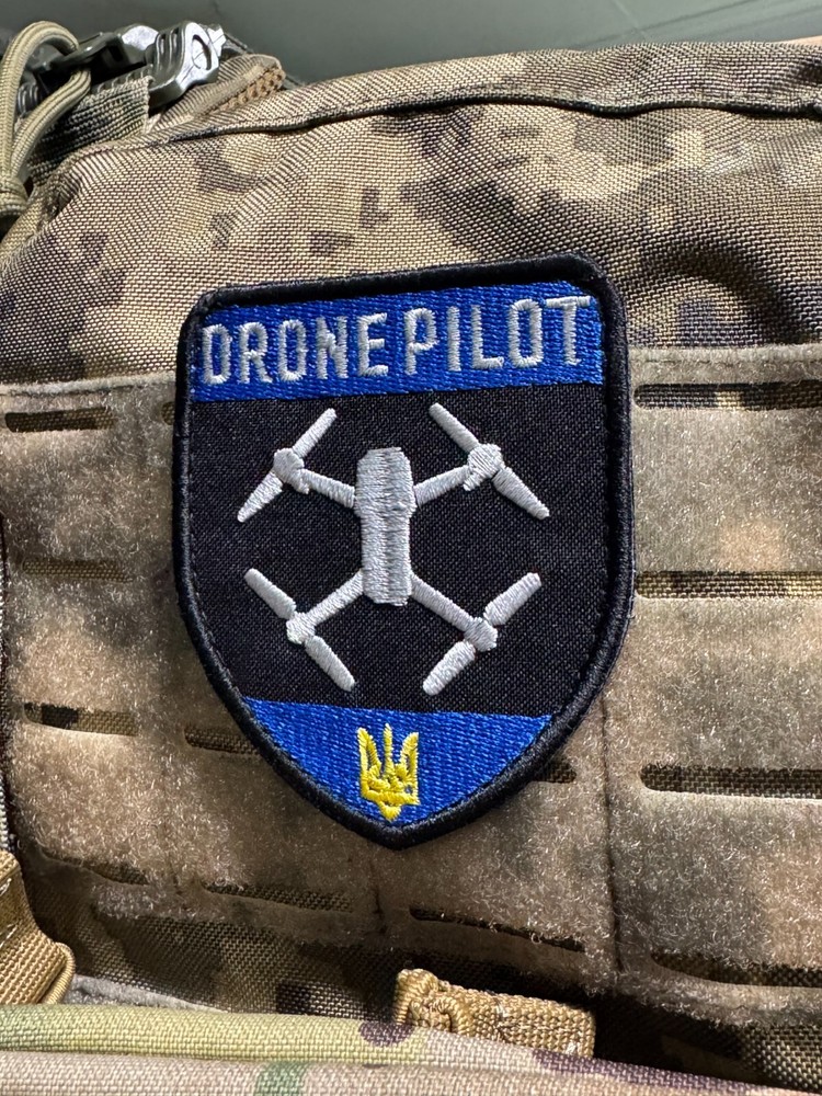 Drone Pilot Ukraine Morale Patch Tactical UAV Operator Badge Hook Backing 8x9 cm