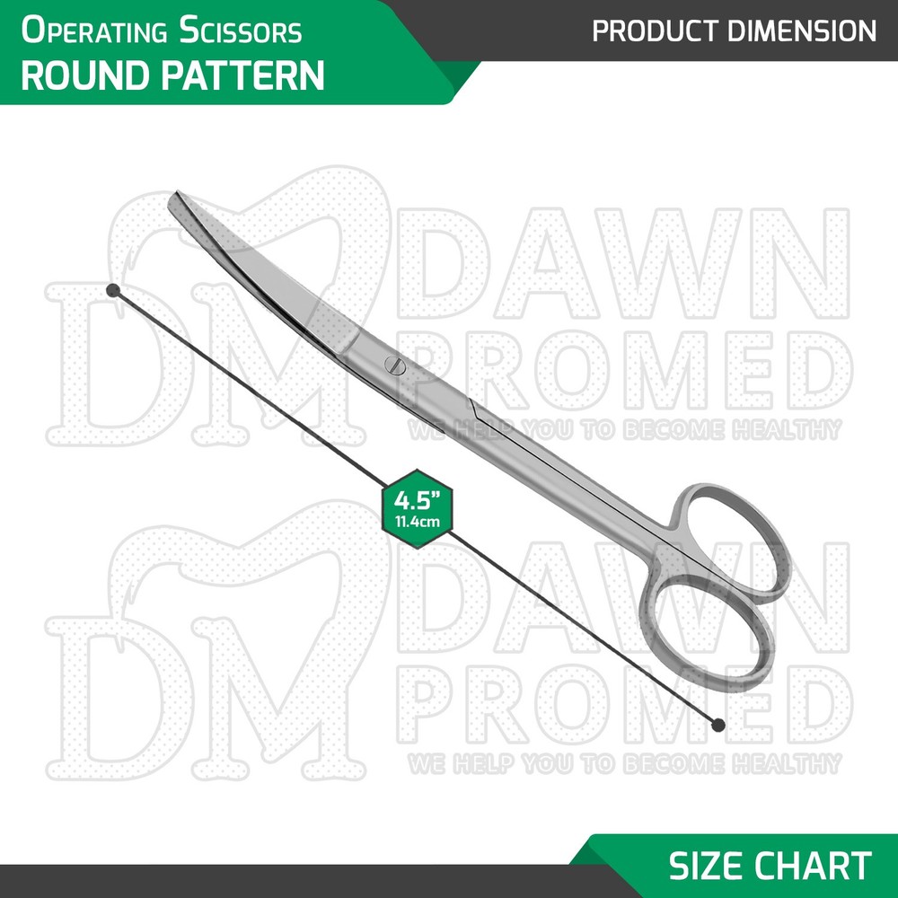 Operating Scissors 4.5" Curved Sharp Blunt Round Pattern Surgical Instruments