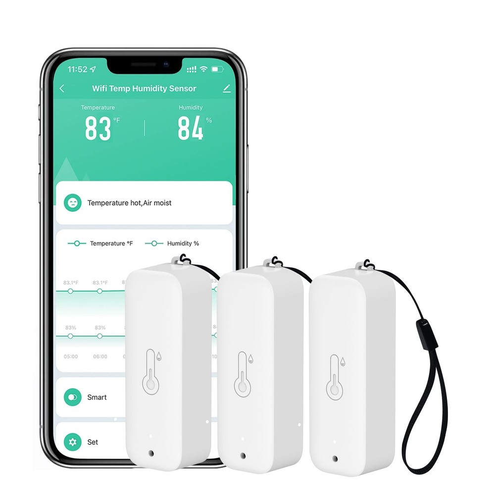 WiFi Hygrometer Thermometer Sensor: Wireless Smart Temperature Humidity Monit...