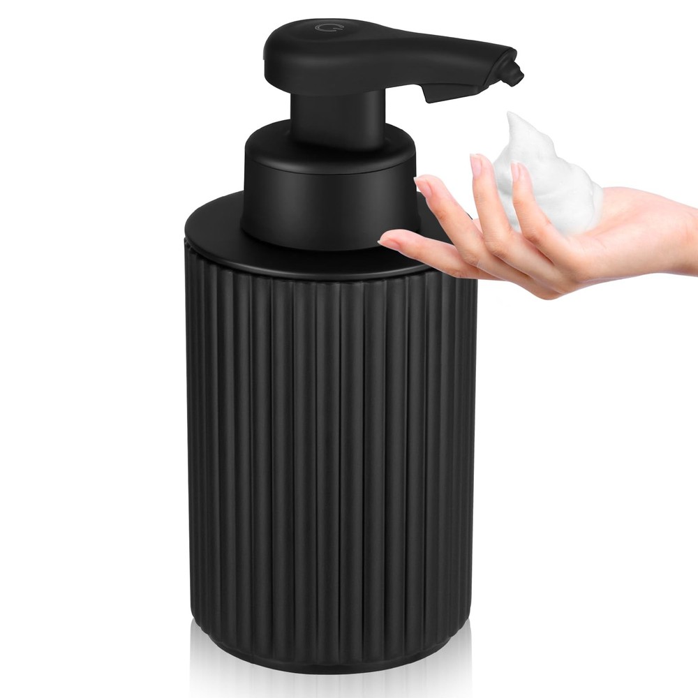 Automatic Soap Dispenser Foaming Touchless: 9oz Black Plastic Foam Type