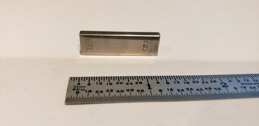 .128" CEJ Rectangular Steel Gage Gauge Block, Grade B