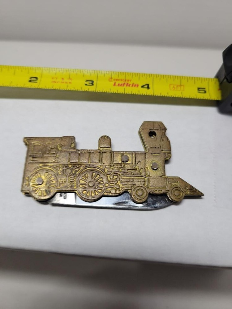 Brass Train Locomotive Pocket Knife
