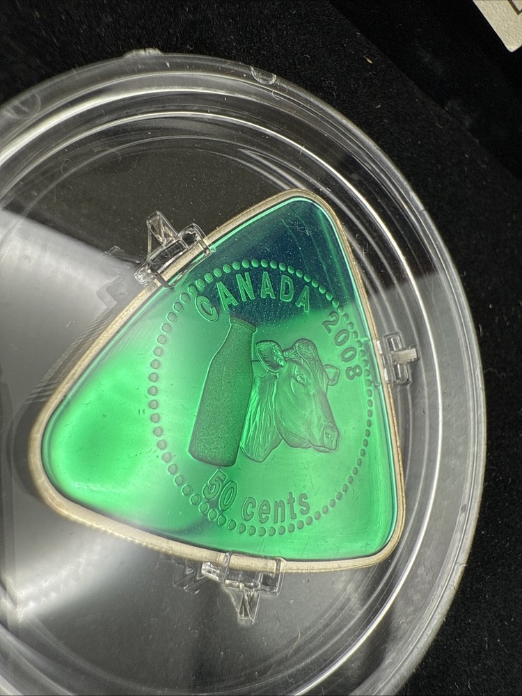 2008 Canada Milk Delivery Fifty Cent Triangular Coin Sterling Silver Proof.