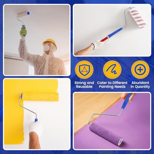 Pack 9 Inch Paint Roller Frame 5 Wire Galvanized Roller Handle Brush 18 Bule