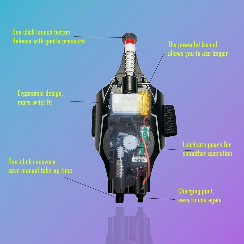 Spider Web Shooter Toy - USB Rechargeable, 9.7-Foot Range, Dual-Function