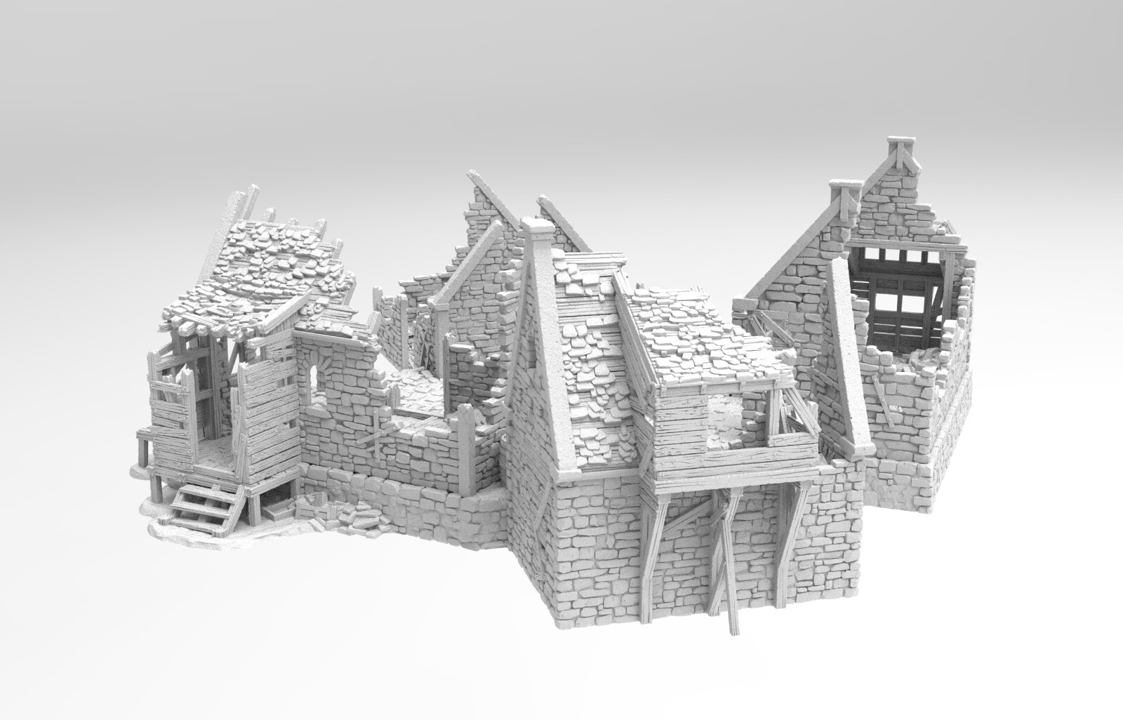 Grimdale Slums with Courtyard 28mm Ruined Village Terrain D&D Warhammer Mordheim