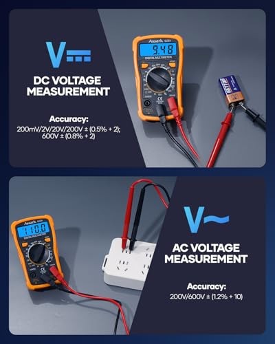 Digital Multimeter Voltage Tester, 2000 Counts Multimeter Measure AC DC Orange