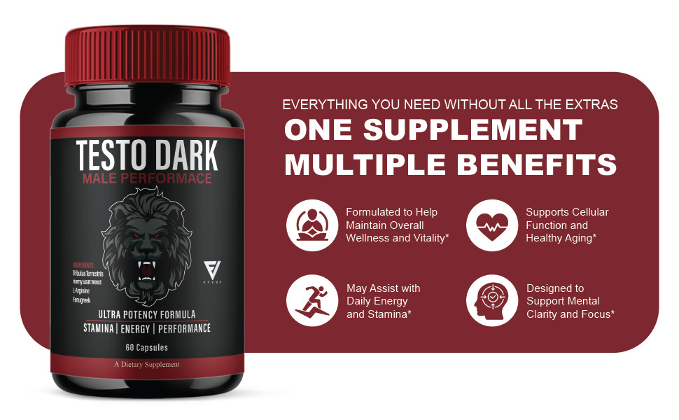Testo Dark Max Performance Supplement, TestoDark Pills (60 Capsules)