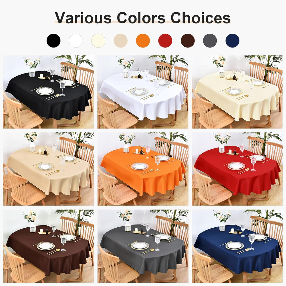 Small Oval Tablecloth 52 x 70 Inch Washable Fabric Table Cloth Solid Red Table C