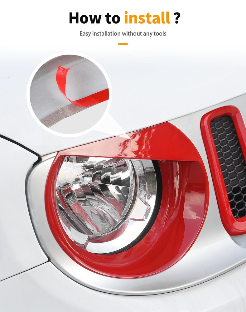 For Renegade Front Grille Inserts & Front Angry Eye Light Headlight Cover Bez...