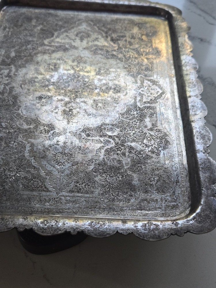 EXCEPTIONAL GENUINE ANTIQUE MIDDLE EASTERN SILVER TRAY