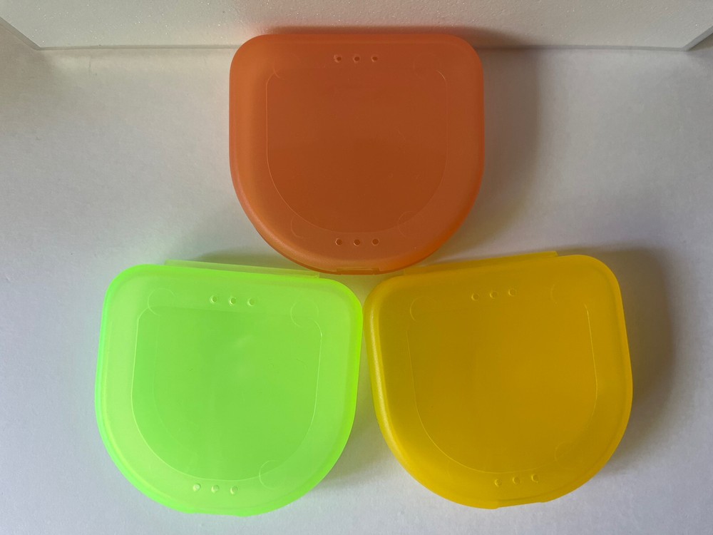 3 Pack Retainer Cases Invisalign Teeth Aligner - Slim - Green & Yellow & Orange
