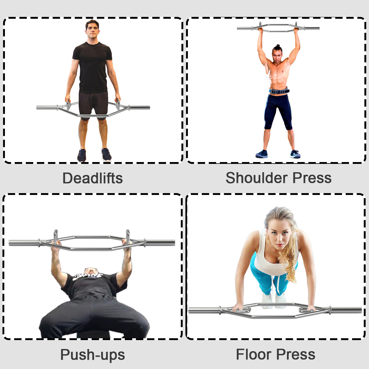 56" Olympic Hex Trap Hex Weight Lifting Bar Gym Home Fitness Workout Equipment