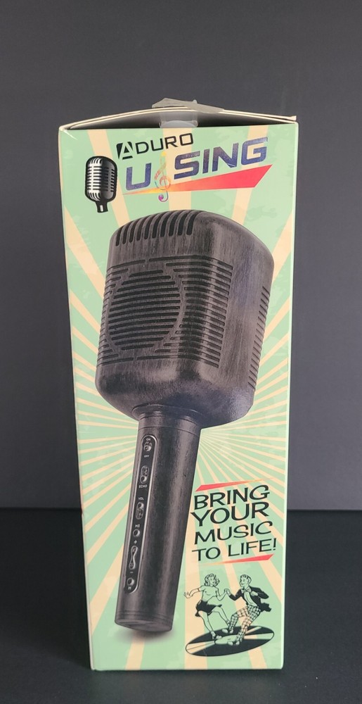 aduro u sing retro wireless karaoke microphone mic & speaker