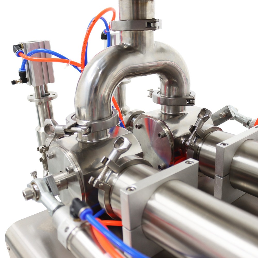 Double Head Paste Liquid Piston Filler w/Heating Stirring Hopper100-1000ml
