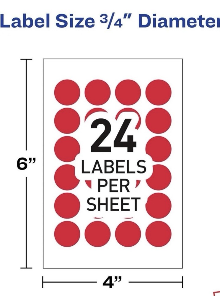 Avery 05466 Round Color Coding Label - 0.75" Diameter 4 Pack Free Shipping