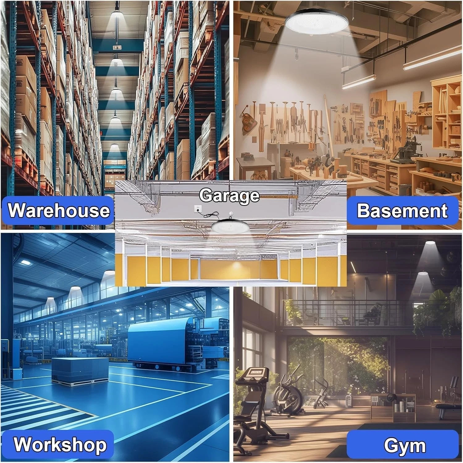 10 Pack 500W UFO LED High Bay Light Industrial Factory Warehouse Shop Commercial