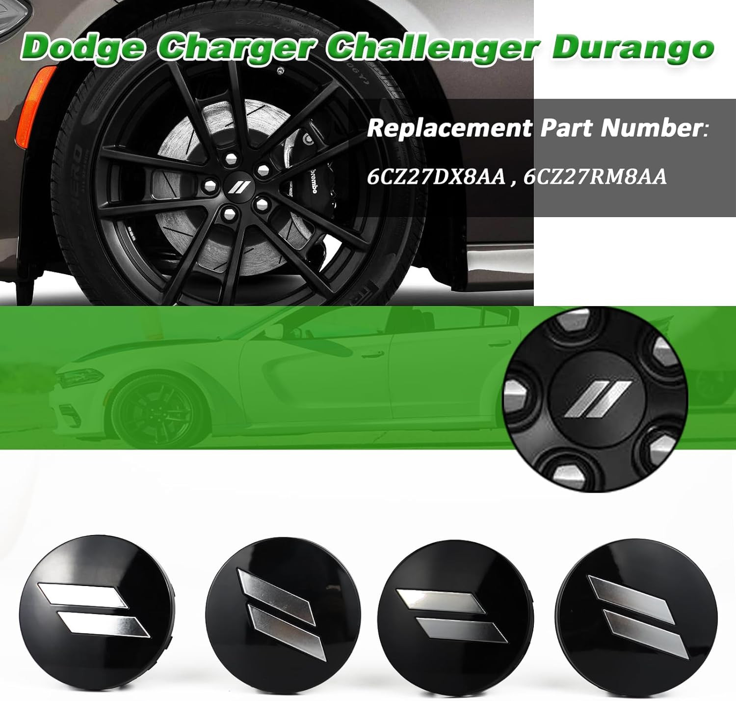4Pcs 63Mm 2.5 Inches Slash Wheel Center Cap Covers Fit for Dodge Charger Durango