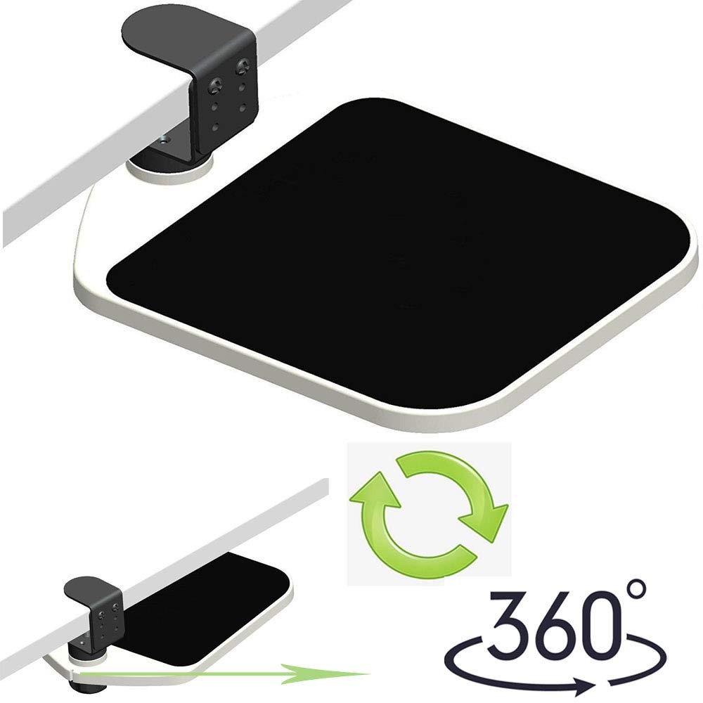 Clamp On Mouse Platform Under Desk Adjustable Tray Mount 360 Wrist Rest