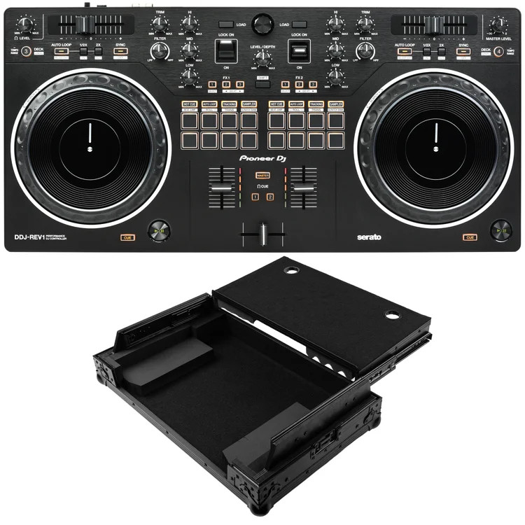 Pioneer DJ DDJ-REV1 2-deck Serato DJ Controller with Upper Deck Flight Case