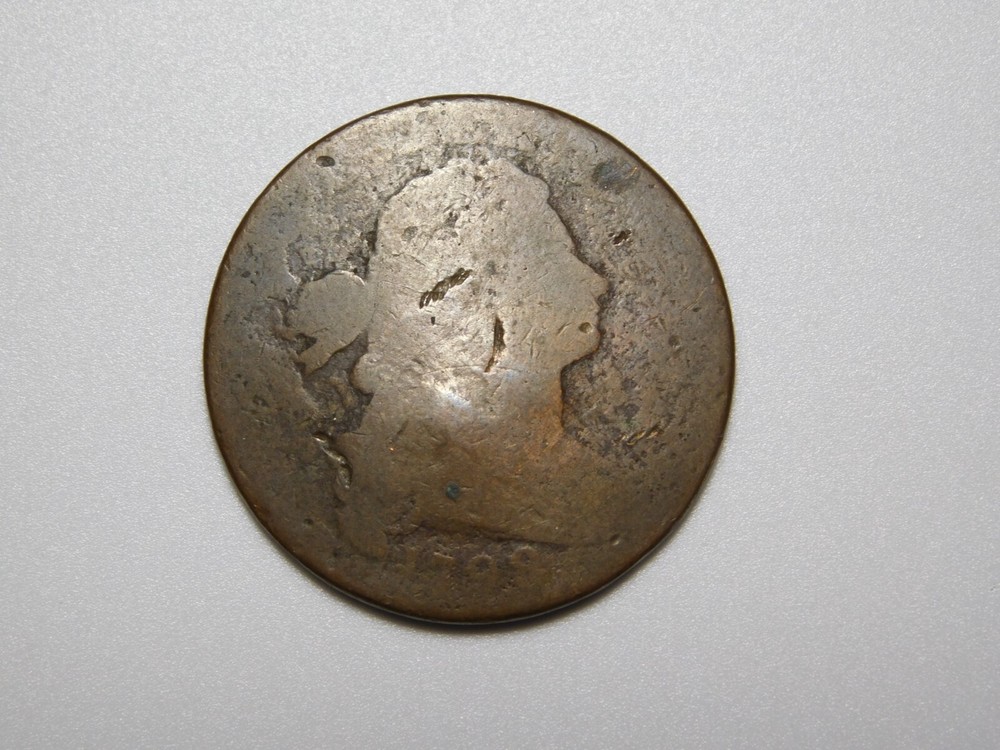 VINTAGE US COINS 1798 DRAPED BUST LARGE CENT *BENT