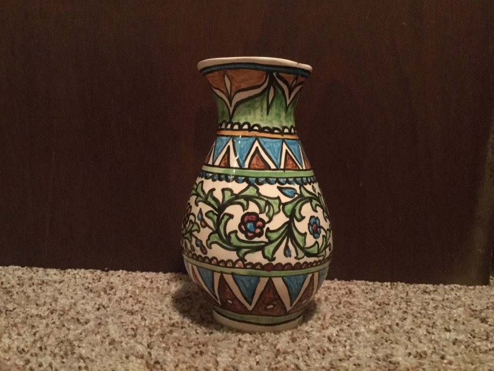 1977 Jordon Pottery Multi Color Vase 9"X 5"