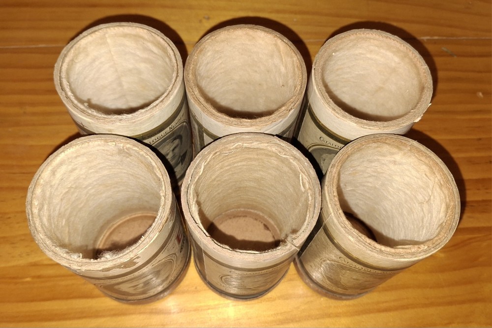 6 EMPTY ORIGINAL EDISON TWO MINUTE CYLINDER RECORD BOXES NO RECORDS OR LIDS