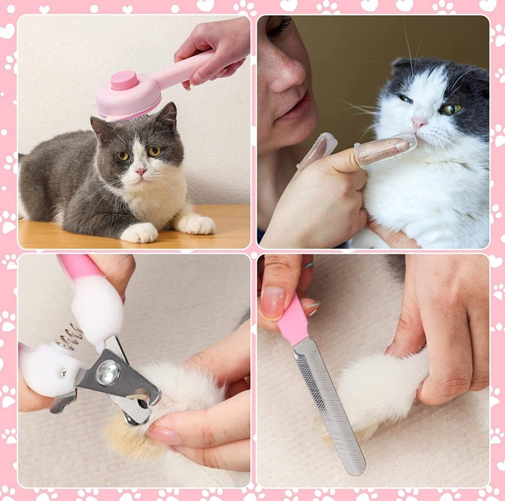 8 Pcs Cat Brush Grooming Kit