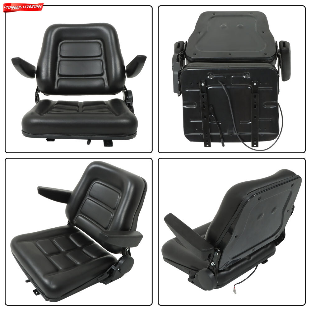 Universal Forklift Seat PVC Tractor Seat Foldable Adjustable Back & Armrest