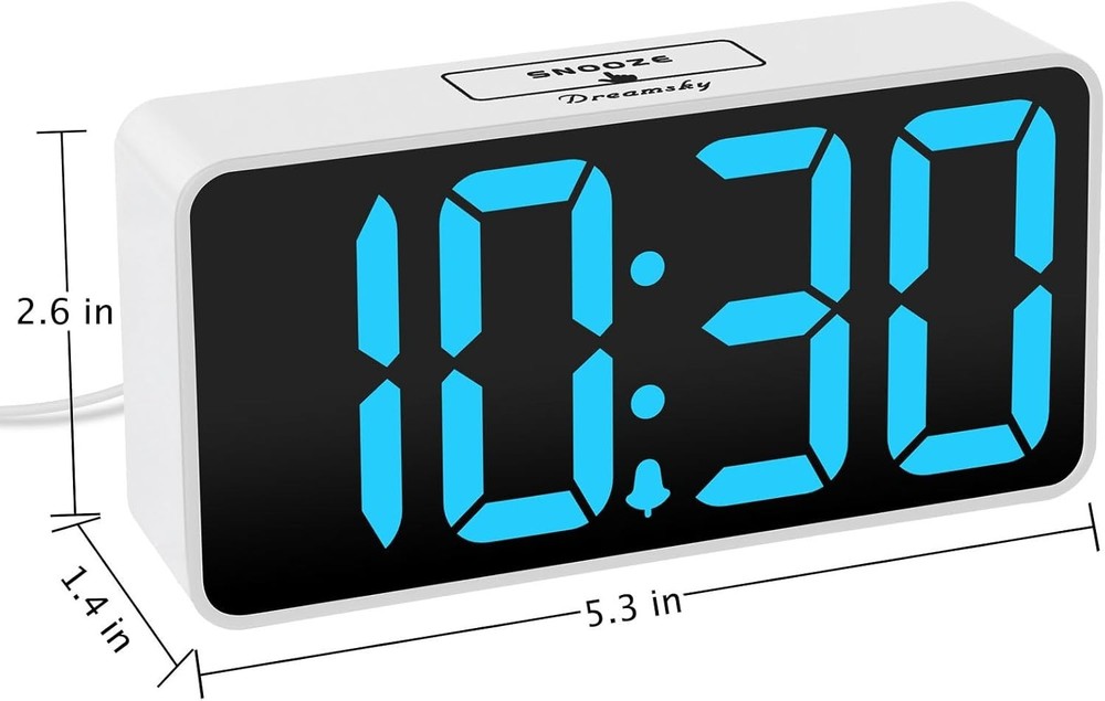 Sleek Digital Bedside Alarm Clock with Nightlight & Power Backup Features