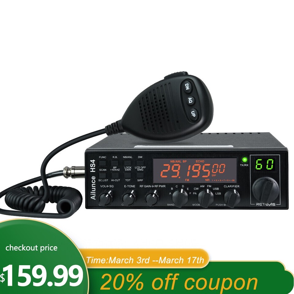 Retevis Ailunce HS4 10 Meter Ham Radio 28.00MHz-29.70MHz PA、CW、AM、FM、USB、LSB