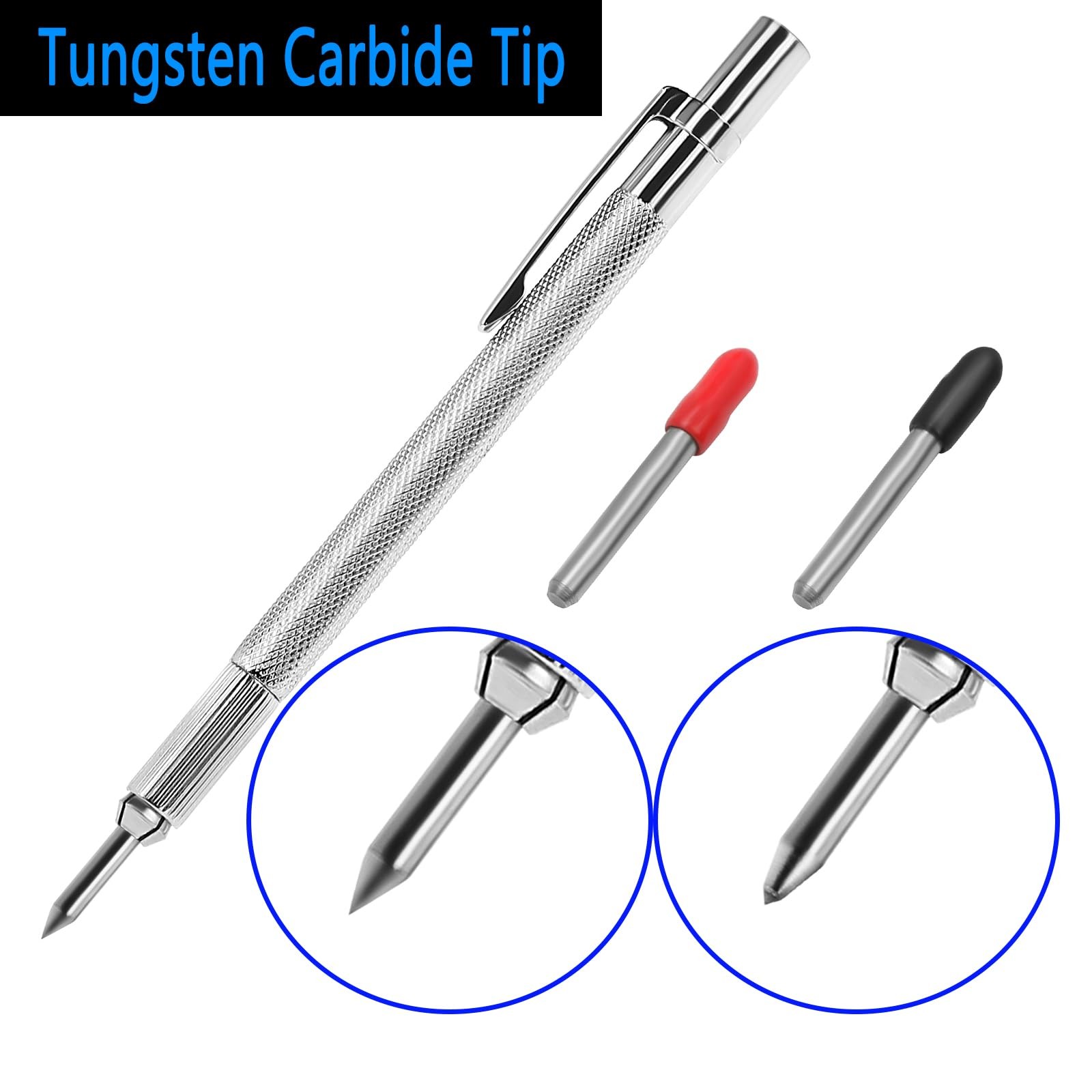 guti-more 2 Pack Tungsten Carbide Scriber Magnet Extra 20 Marking Tip Scribe