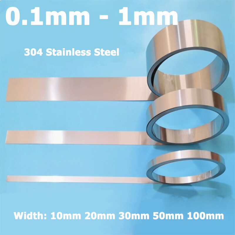 0.1mm - 1mm Thick 304 Stainless Steel Flat Bar Metal Strip Sheet Foil Band Roll