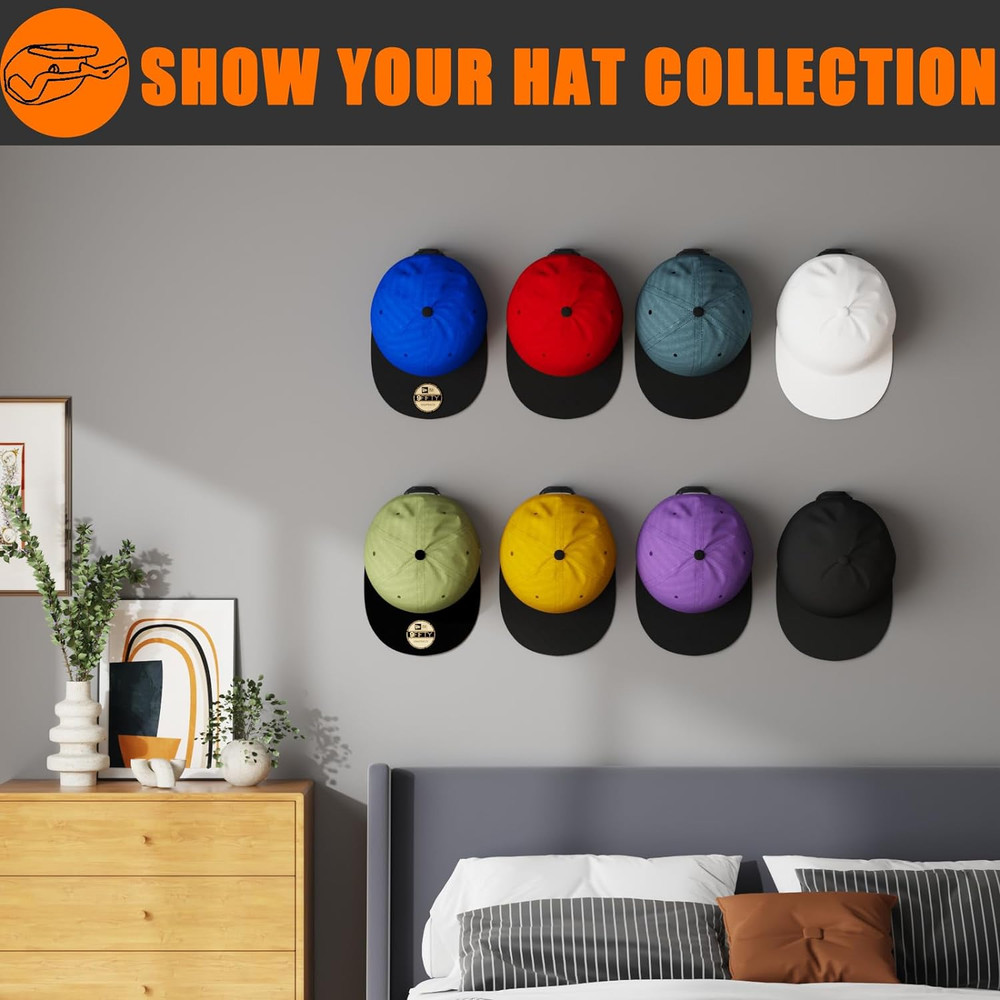 24pc Baseball Hat Rack Wall Mount Fitted Hat Rack Display Hat Hooks for Wall NEW