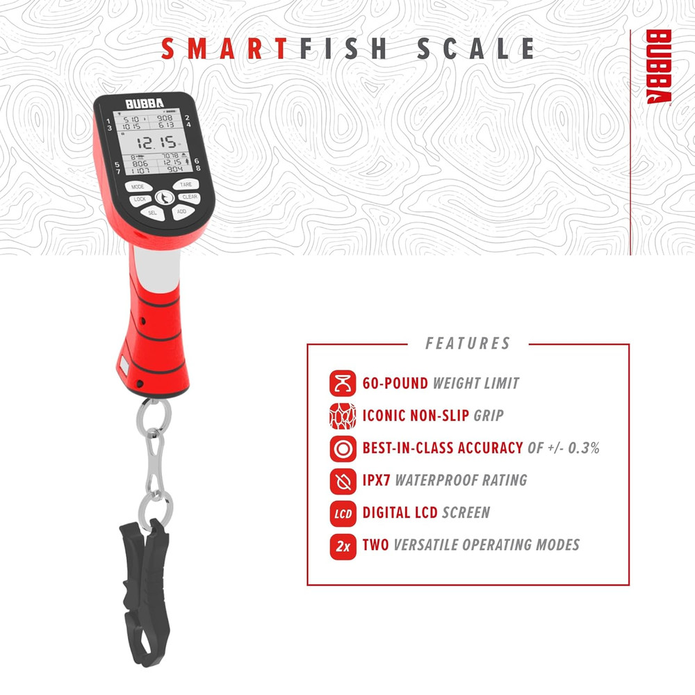 Smart Fish Scale with Clip & Hook - Digital, 60Lb Limit, 2 Modes